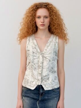 Anthropologie Tiny Duck Toile Tussle & Bustle Vest